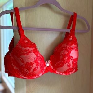 Salmon pink 36D VS Bra with rhinestones
